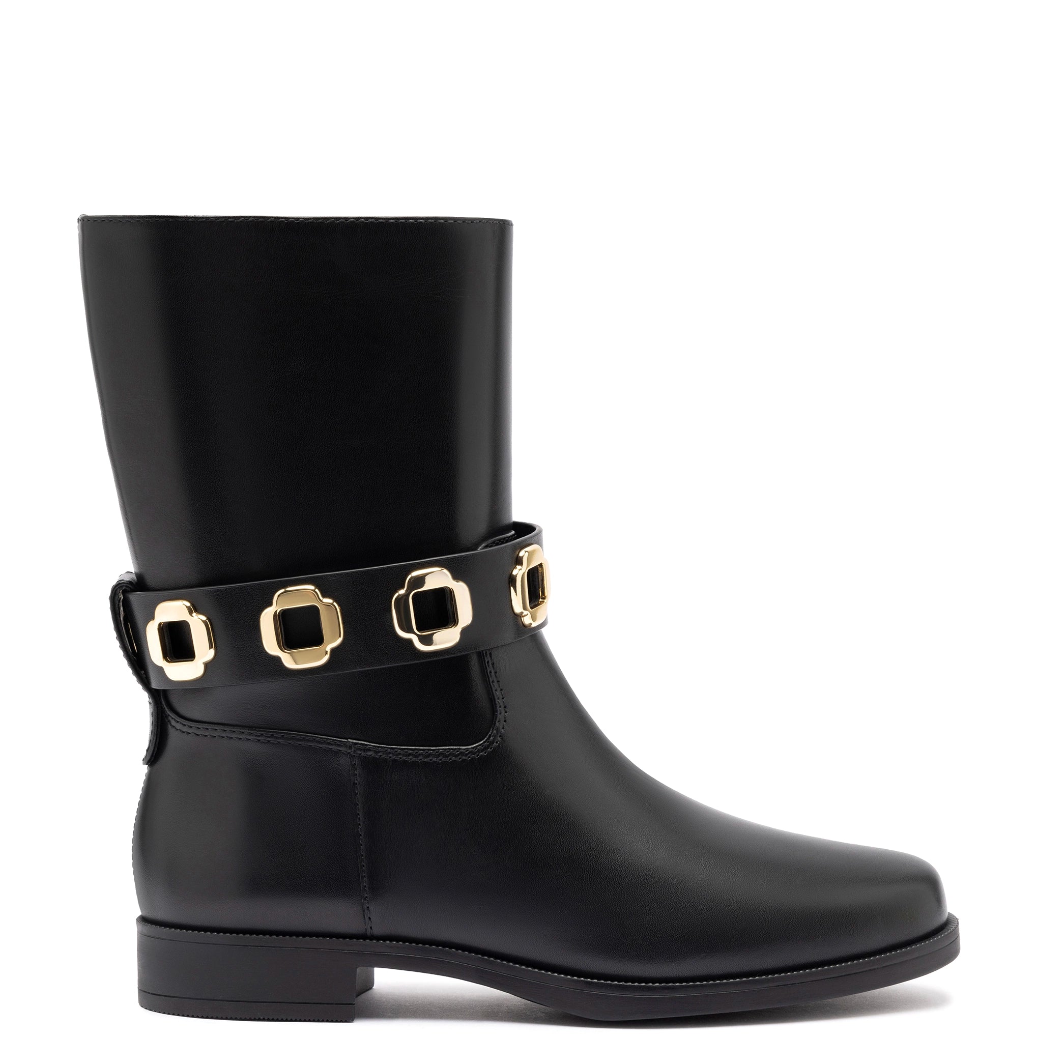 Women's Everyday Shoes Milan Flat Bootie In Black Water Resistant Leather
