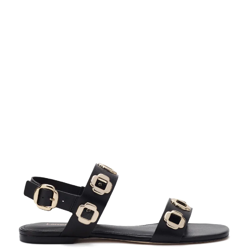 Stylish Deals Milan Flat Sandal In Black Leather