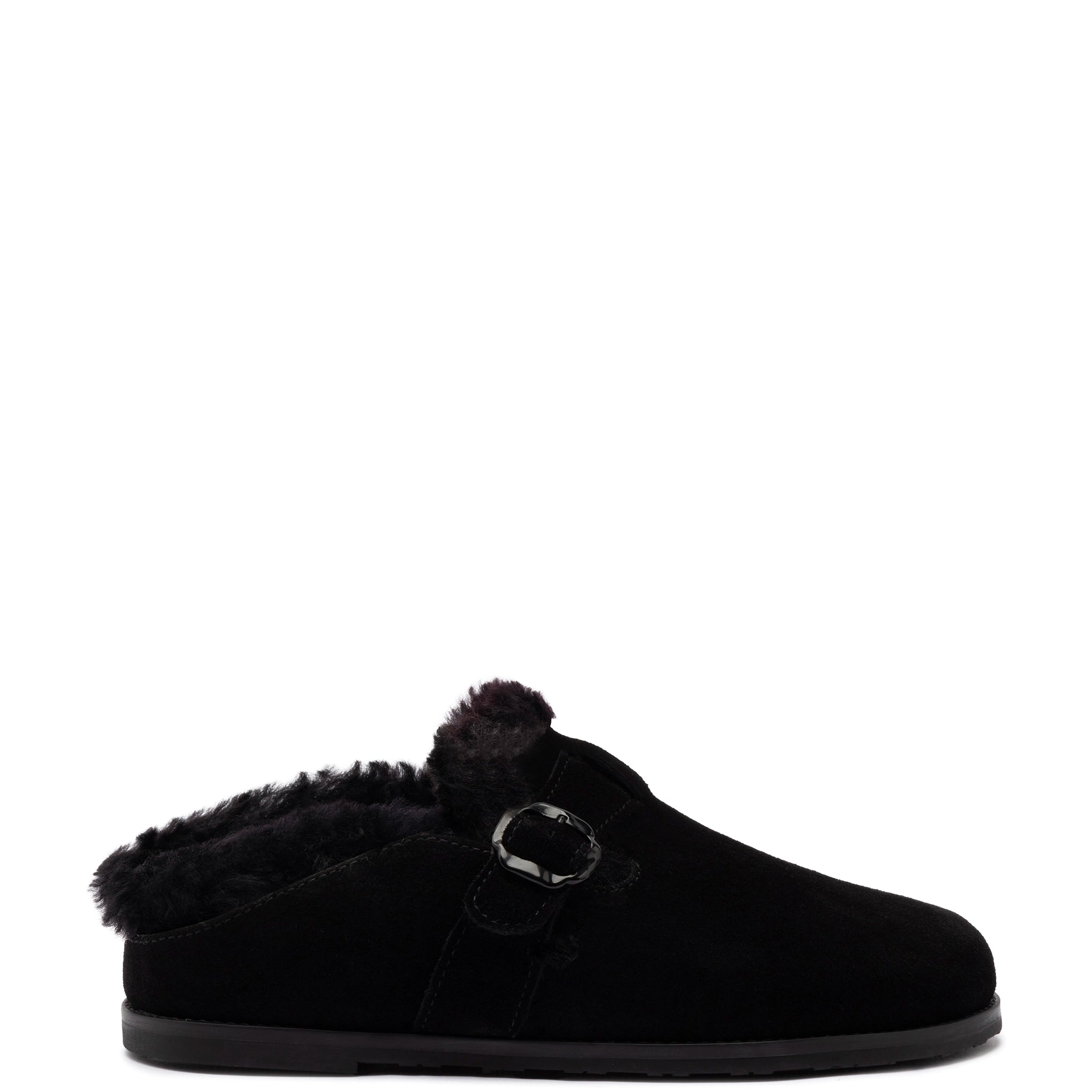 Statement Fashion Offers Milan Fur Clog In Black Suede