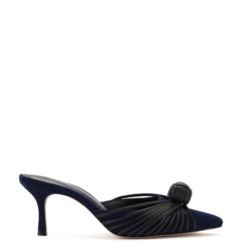 Fashionable Casual Footwear Offers Mini Valerie Pump In Navy Suede and Black Leather