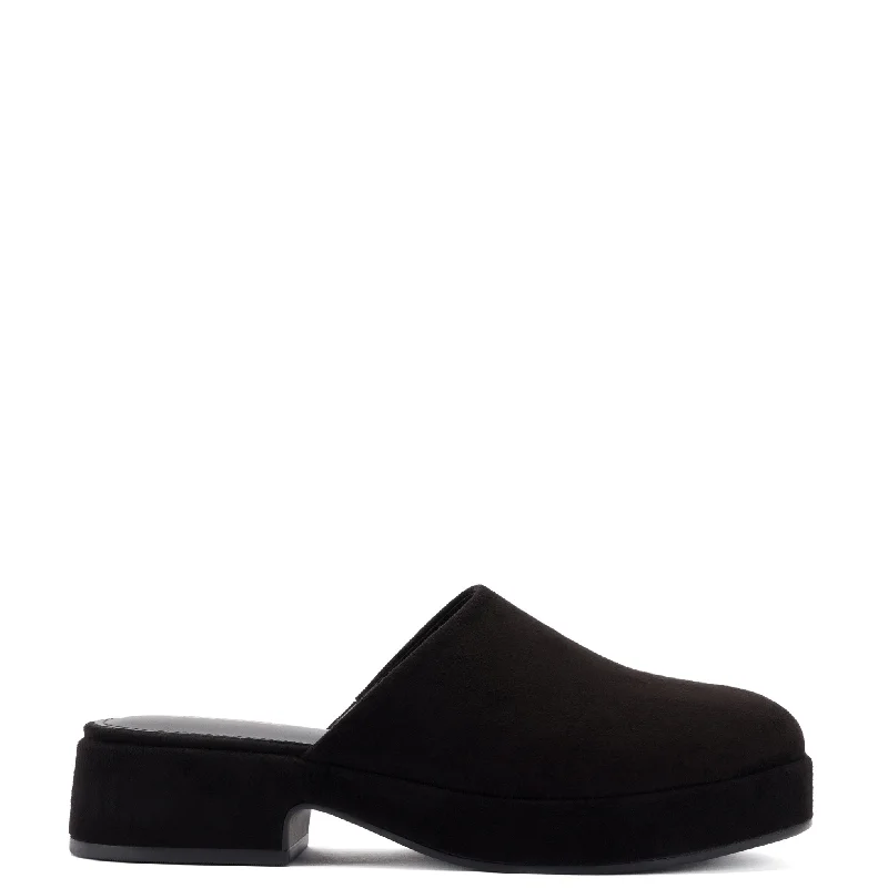 Cozy Chic Promotions Miso Flatform Clog In Black Suede