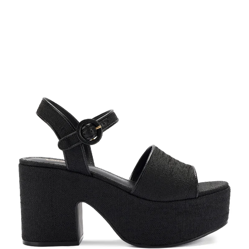 Cozy Indoor Slippers Deals Miso Platform Strap Sandal In Black Raffia