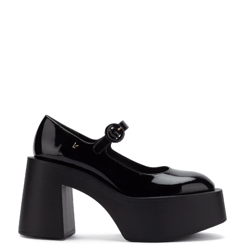 Chic Breathable Shoes Olivia Platform Pump In Black Patent Leather