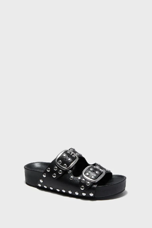 On-Trend Fashion Offers Black with Silver Studs Jack Sandals