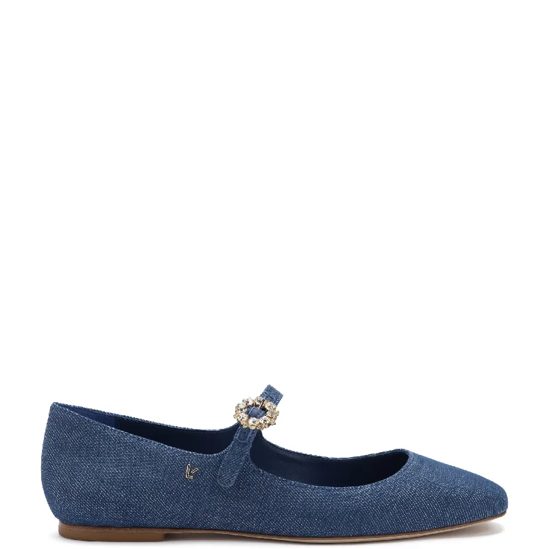 Ride The Style Wave Blair Ballet Flat In Blue Denim