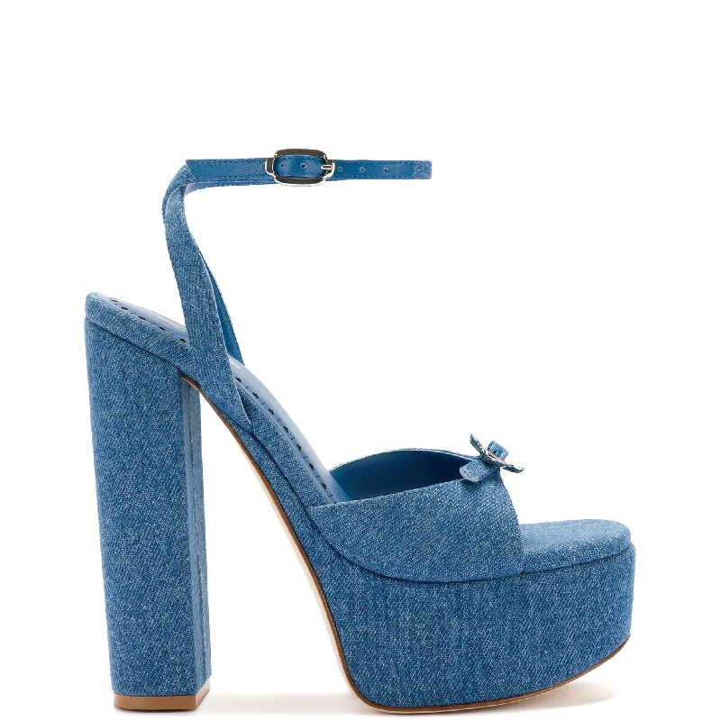 Comfortable Slip-Resistant Shoes Daisy Platform In Blue Stoned Denim