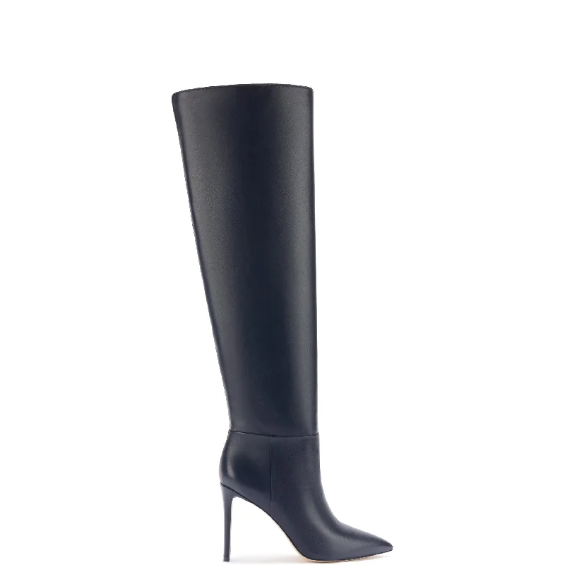 Feminine Style Promotions Larroudé x Jennifer Fisher Boot In Inky Blue Leather