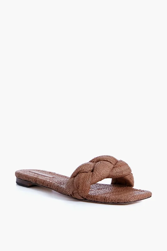 Modern Fashion Sale Brown Joanna Straw Braided Band Flat Sandal
