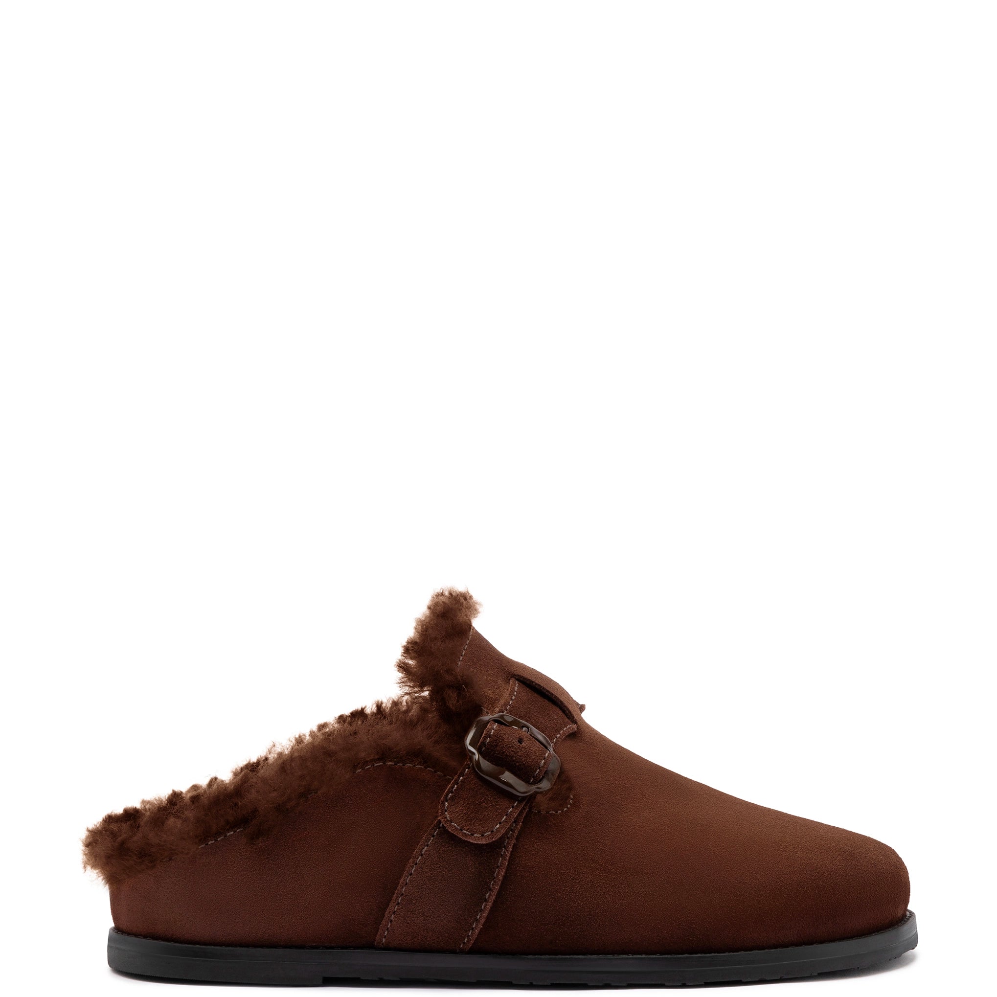 Bold Fashion Sales Milan Fur Clog In Brown Suede