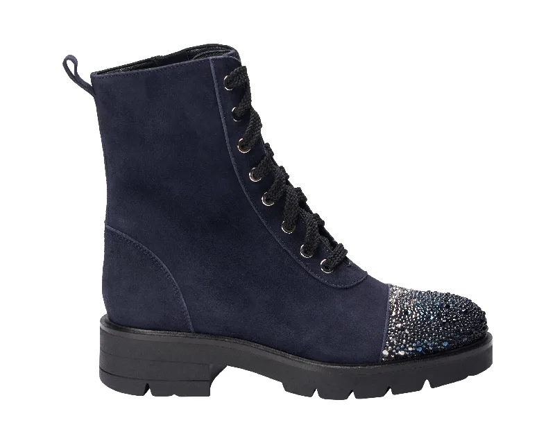 Navy Suede Rhinestone