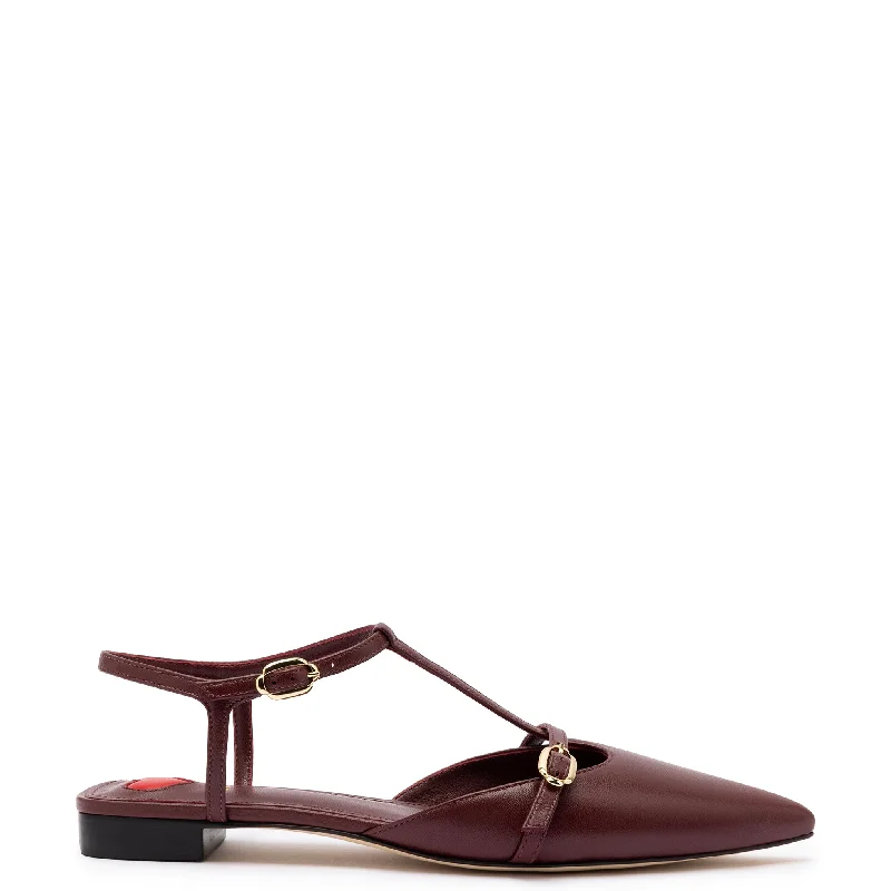 Trendy And Breathable Shoes Grace Flat In Burgundy Leather