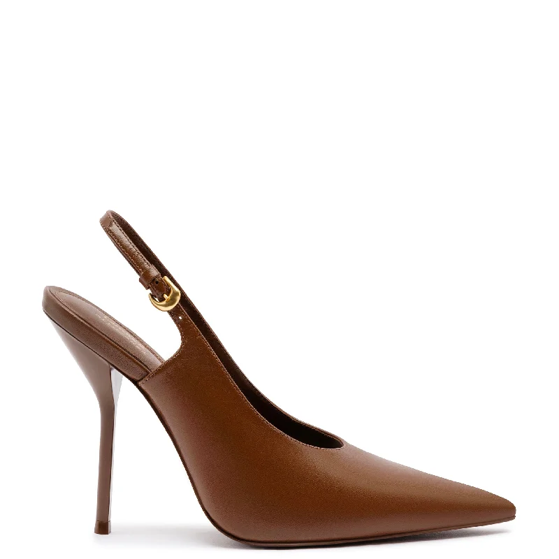 Women's Durable Footwear Larroudé x Altuzarra Pump In Burnt Umber Leather