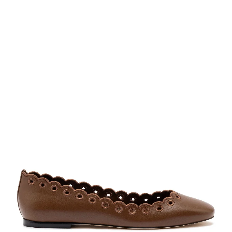 Effortless Slip-On Shoes Meghan Broderie In Burnt Umber Leather