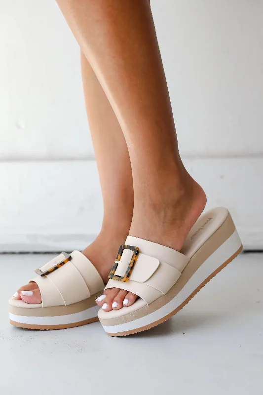 Fashionista Sale FINAL SALE - Cabana Ready Nude Platform Slide Sandals