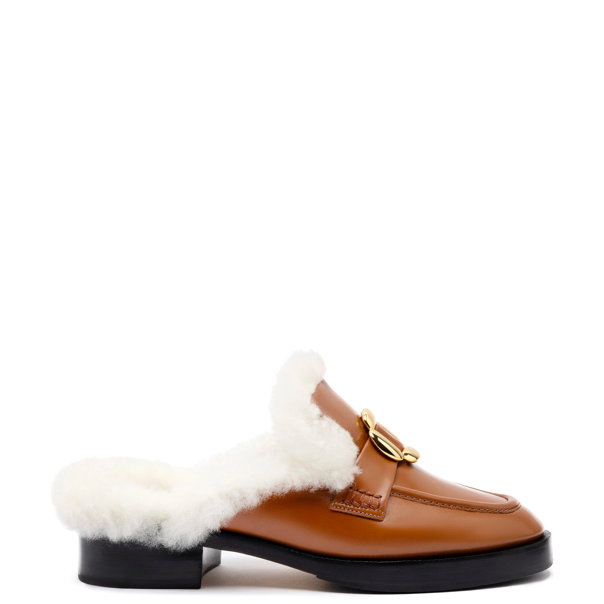 Must Haves Bobbie Mule In Caramel Leather and Natural Shearling
