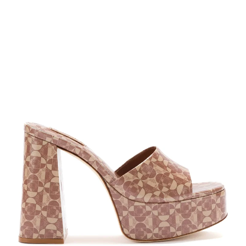 Casual Shoes Sale Dolly Mule In Dual Printed Caramel Saffiano Leather
