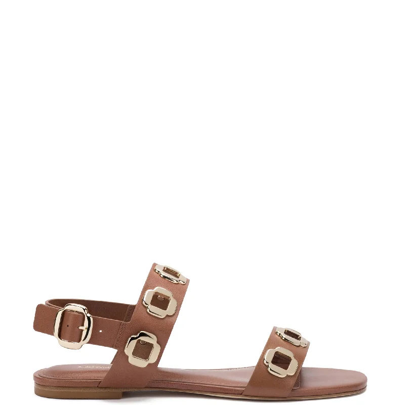 Premium Boots Discounts Milan Flat Sandal In Caramel Leather