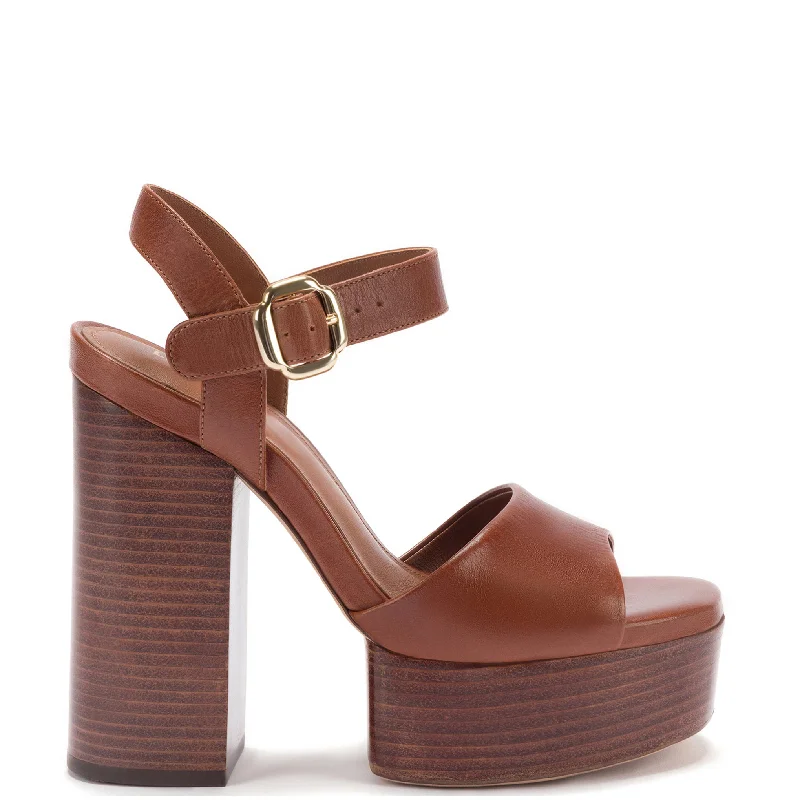 Outdoor Hiking Shoes Promotion Vanessa Platform Sandal In Caramel Leather