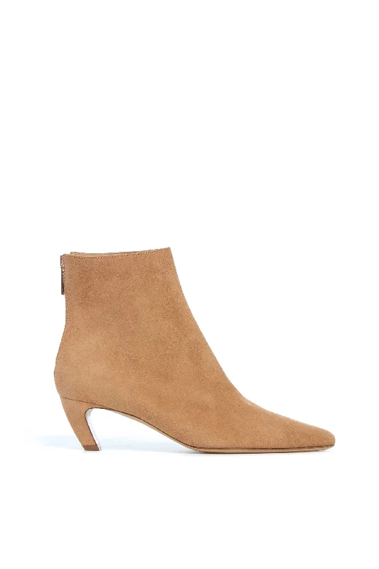 Chic Style, Always In Vogue Clayton Ankle Boot in Dark Camel Suede
