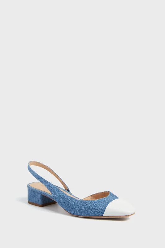 Trendy And Breathable Shoes Coconut Mid Blue Cecile Sling Back Heels