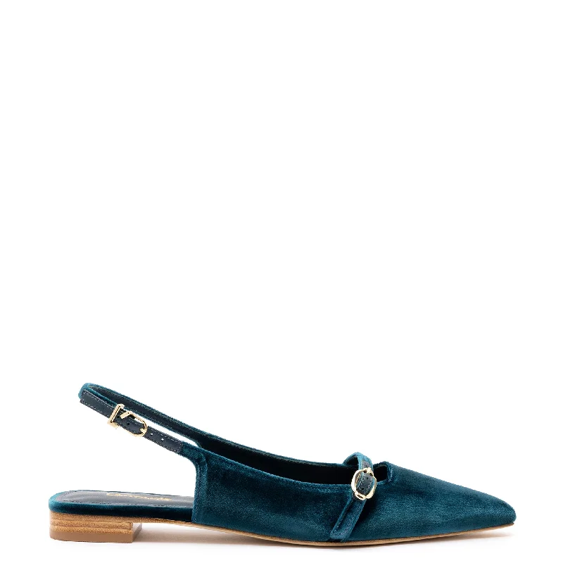 All-Day Comfort Shoes Ines Flat In Deepsea Velvet