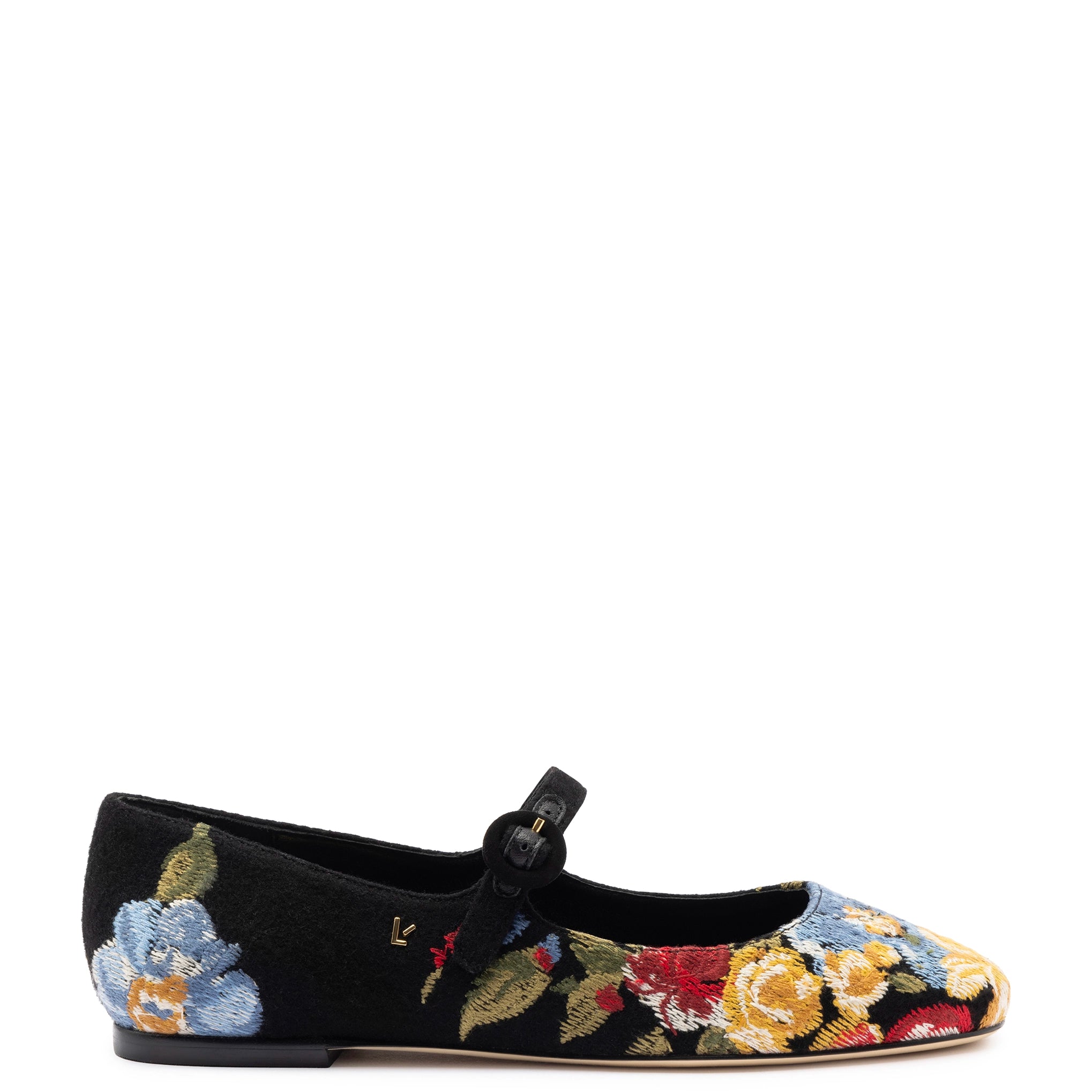 Huge Discounts This Week Larroudé x Markarian Flat In Floral Wool and Black Embroidery
