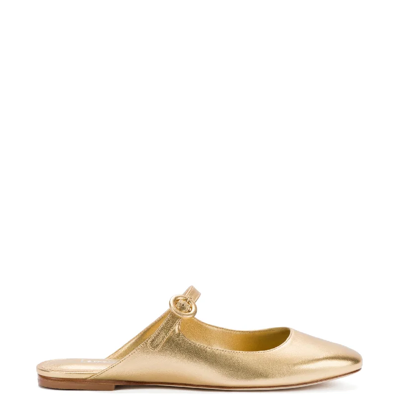 Fashionable Casual Shoes Sale Blair Flat Mule In Gold Metallic Leather