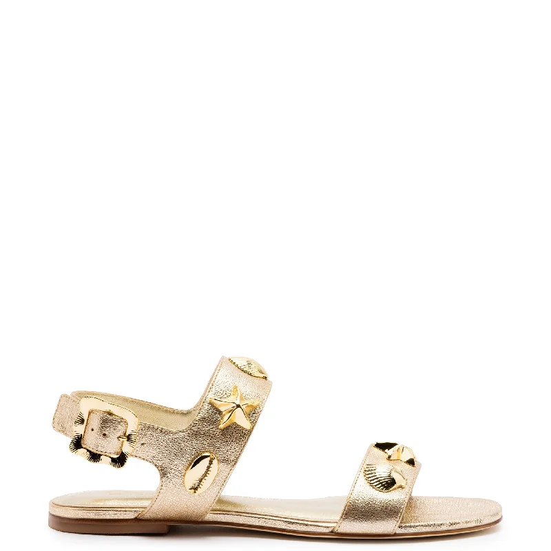 Smart Casual Deals Madison Flat In Gold Metallic Leather
