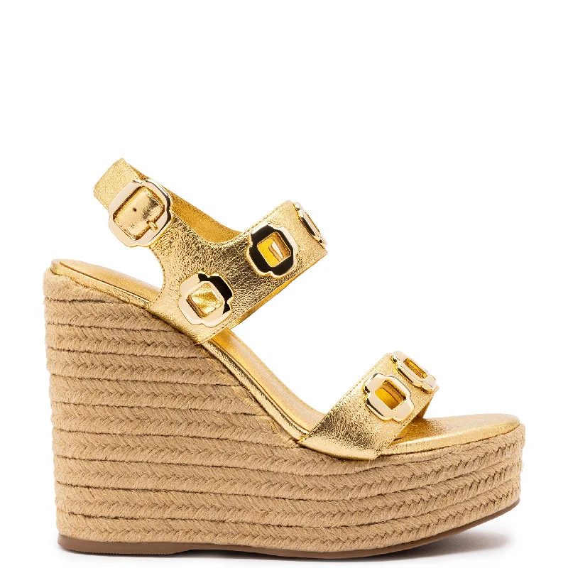 Avant-Garde Style Promotions Milan Espadrille In Gold Metallic Leather