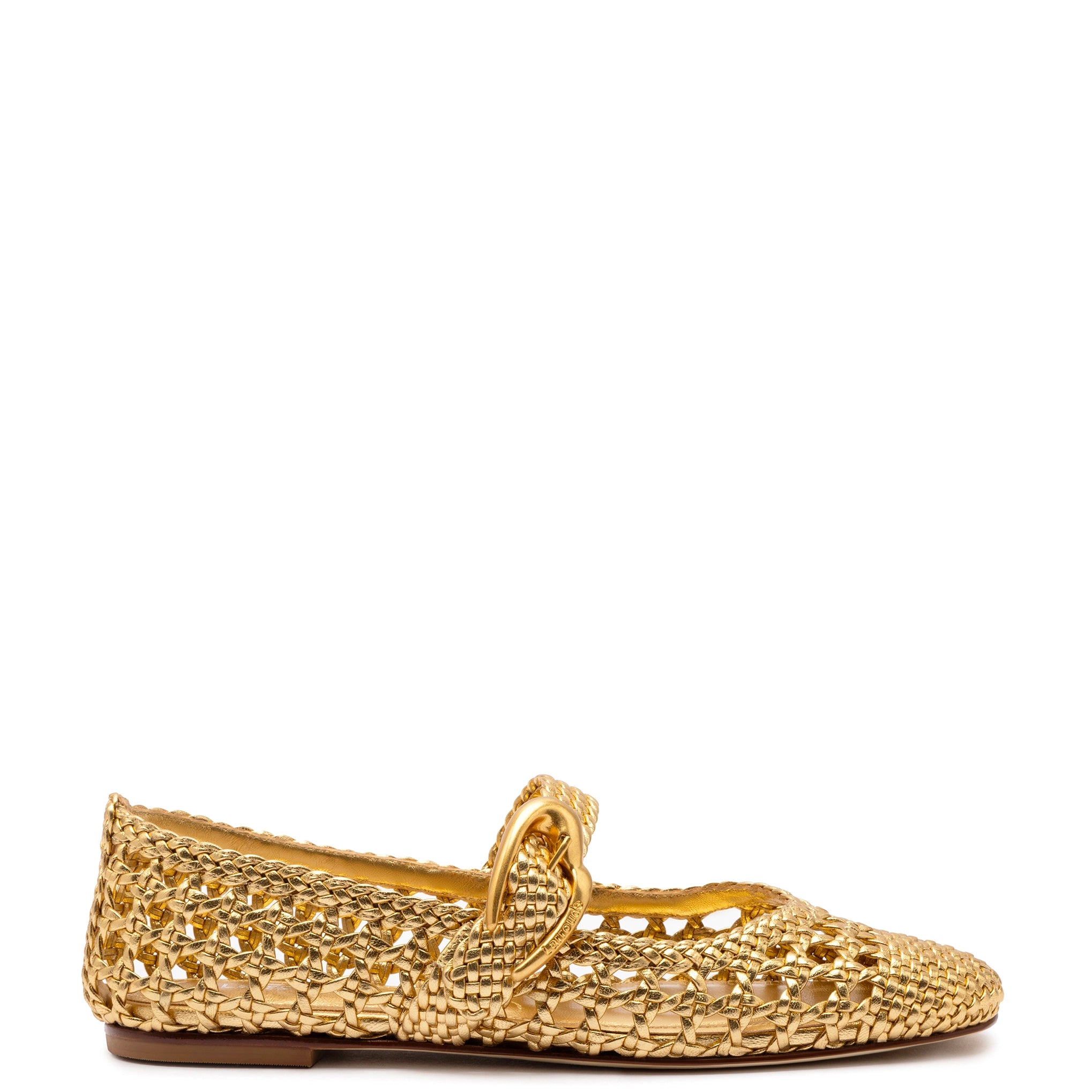 Popular Collection Verona Macrame Ballet Flat In Gold Metallic Leather