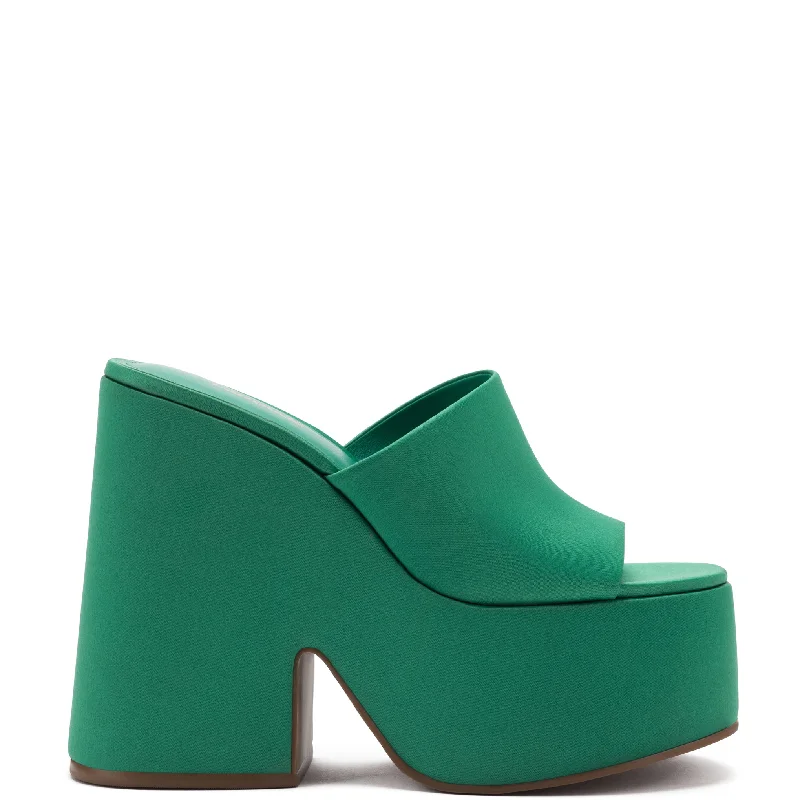 Sophisticated Boots Sale Wanda Platform Mule In Green Satin