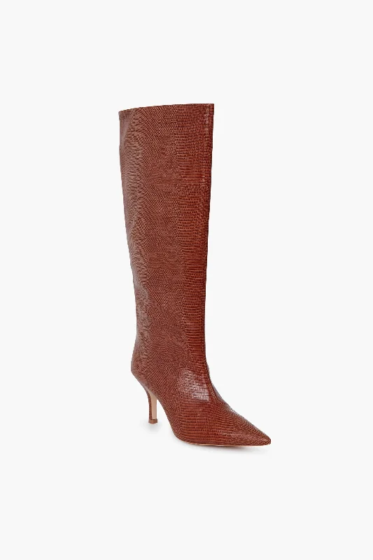 Evening Elegance Hazelnut Embossed Lizard Whitney Boots