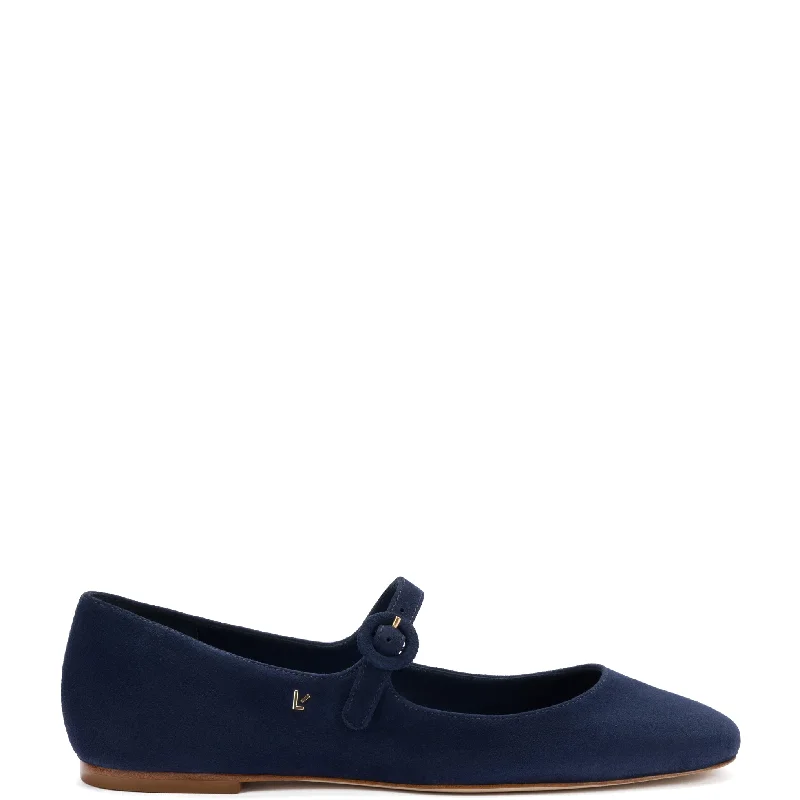 Comfortable Chic Blair Ballet Flat In Navy Suede