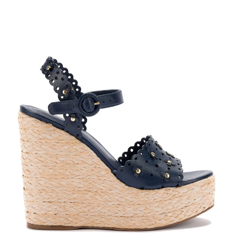 Trendy Looks On Sale Jasmine Wedge In Navy Leather