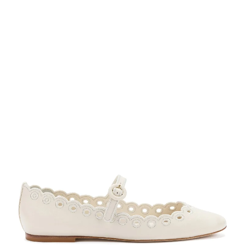 Unleash Your Trendy Side Blair Broderie Ballet Flat In Ivory Leather