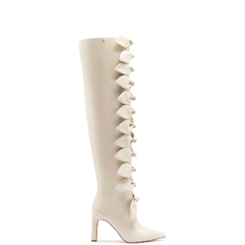 High-End Casual Shoes Larroudé for Jonathan Cohen: Tie Boot In Ivory Leather