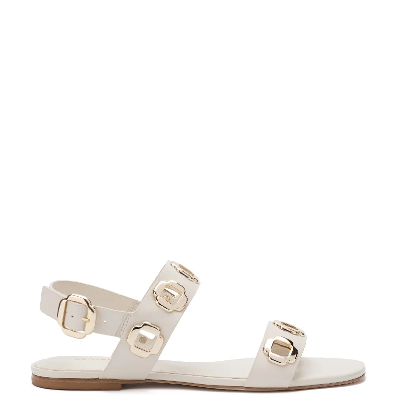 Luxury Fashion Discounts Milan Flat Sandal In Ivory Leather