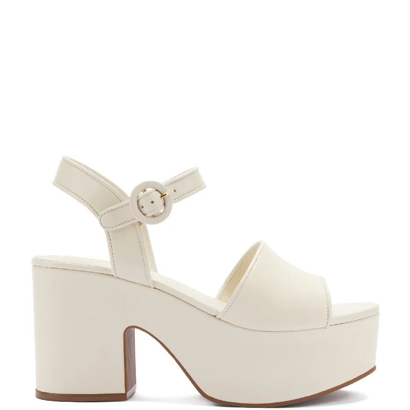 Comfortable Shoes Miso Platform Strap Sandal In Ivory Leather