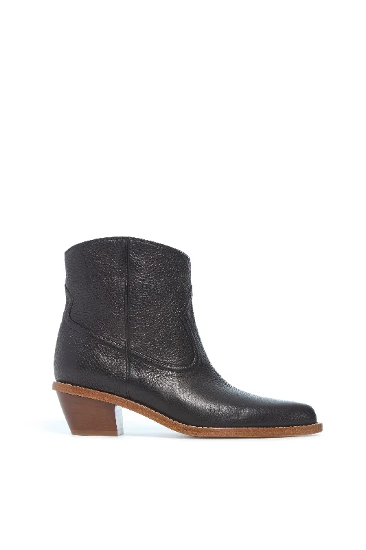 Unleash Your Style Leduc Ankle Boot in Black Textured Leather