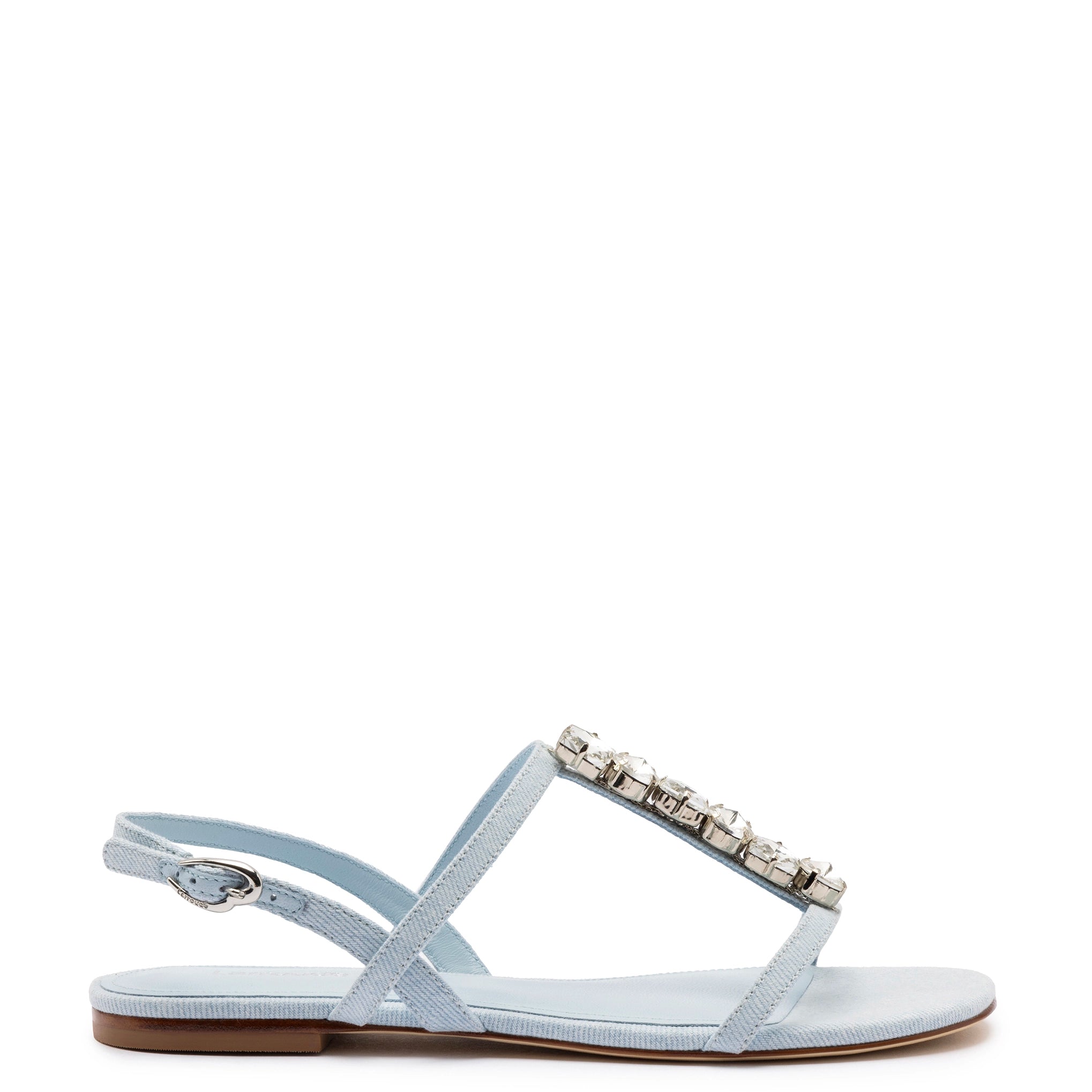 Final Sale Calypso Flat Sandal In Maya Denim and Crystals