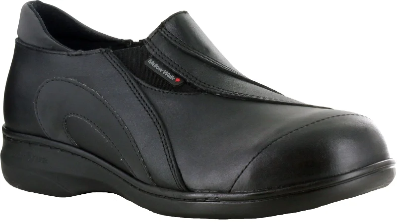 Sleek Style Discounts Mellow Walk Daisy Womens Black Leather Slip-On Shoes