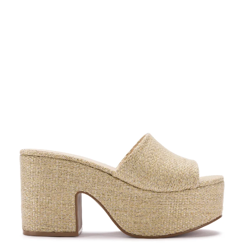 Sophisticated Street Style Offers Miso Platform Sandal In Metallic Raffia