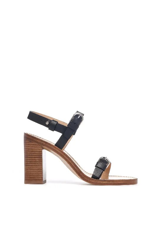 All-Season Shoes Deal Miraya Heel Sandal in Black Leather