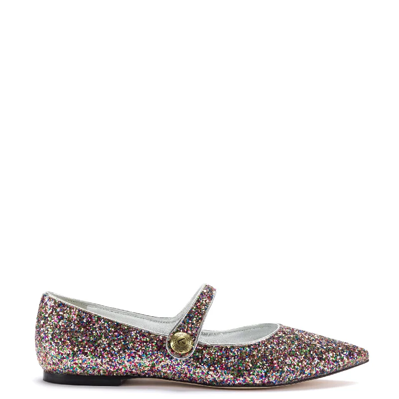 Comfortable Formal Shoes Caroline Flat In Multimetallic Glitter