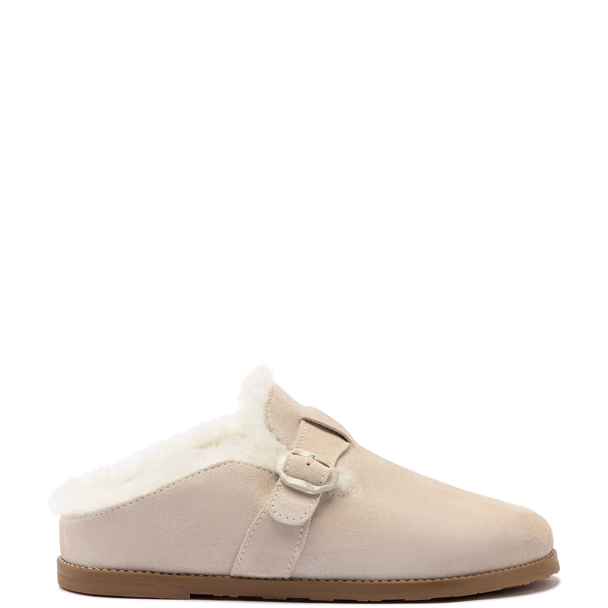 Fresh Fashion Discounts Milan Fur Clog In Mushroom Grey Suede