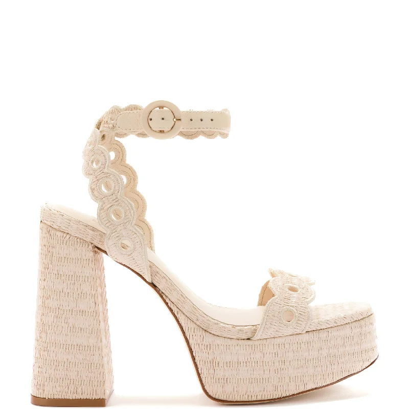 Bold Style Discounts Dolly Broderie Sandal In Natural Raffia