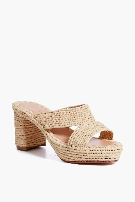 Luxury Streetwear Shoes Natural Raffia Andre Heels