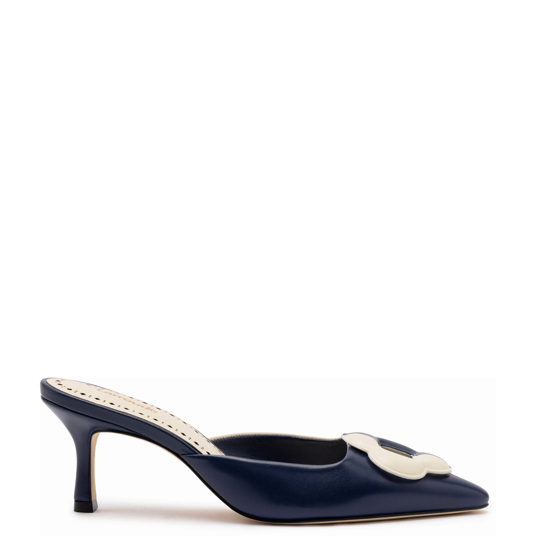 Luxury Shoes Clearance Flora Pump In Navy and Ivory Leather