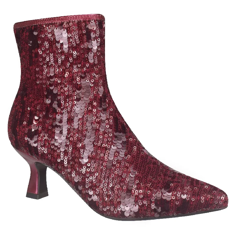 Hot Items Nidia Sequin Stretch Ankle Bootie with Memory Foam