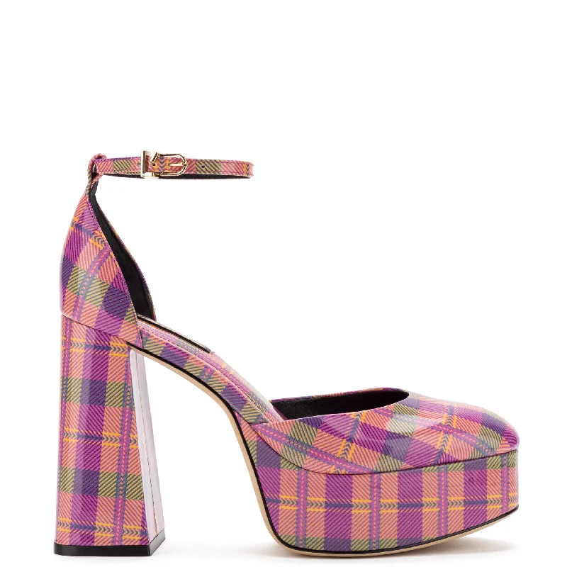 Luxury Streetwear Shoes Ari Pump In Pink Tartan Patent Leather
